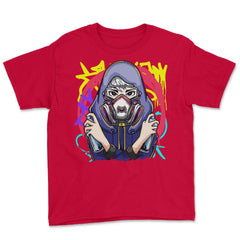 Anime Spray Paint Graffiti Artist With Mask Tagger design Youth Tee - Red