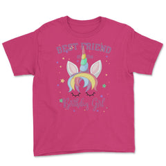 Best Friend of the Birthday Girl! Unicorn Face print Gift Youth Tee - Heliconia