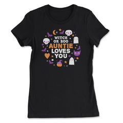 Witch or Boo Auntie Loves You Halloween Reveal design - Women's Tee - Black
