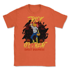 Trick or Treat Nasty Pumpkin Head Guy Halloween Unisex T-Shirt - Orange