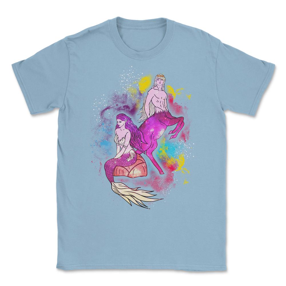Mermaid & Centaur With Colorful Paint Splashes Background product - Light Blue