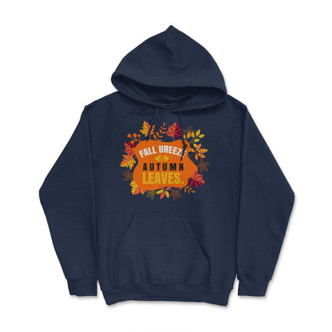 Fall Breeze and Autumn Leaves Design Gift print Hoodie - Navy