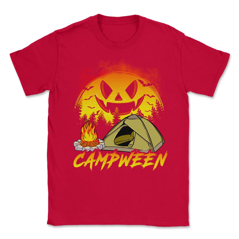 Halloween + Camping = Campween Funny Jack O-Lanter Unisex T-Shirt - Red