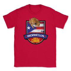 Boricua como el Coquí & Puerto Rico Flag T-Shirt  Unisex T-Shirt - Red