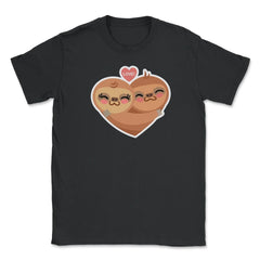 Sloth Love Heart Funny Humor Valentine T-Shirt Unisex T-Shirt - Black