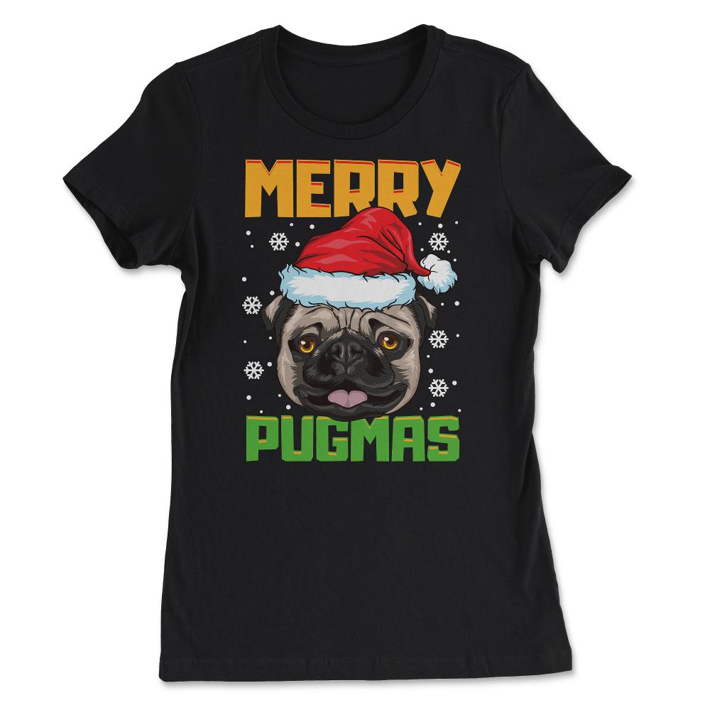 Merry Pugmas Santa Pug Xmas Funny Pun Gift product - Women's Tee - Black