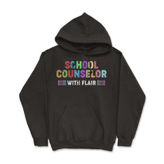 Funny School Counselor With Flair Crayons Guidance Counselor graphic - Hoodie - Black