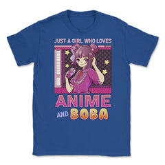 Just A Girl Who Loves Anime And Boba Gift Bubble Tea Gift graphic - Royal Blue
