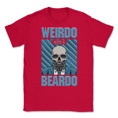 Weirdo with a Beardo Funny Bearded Skeleton with Glasses product - Red