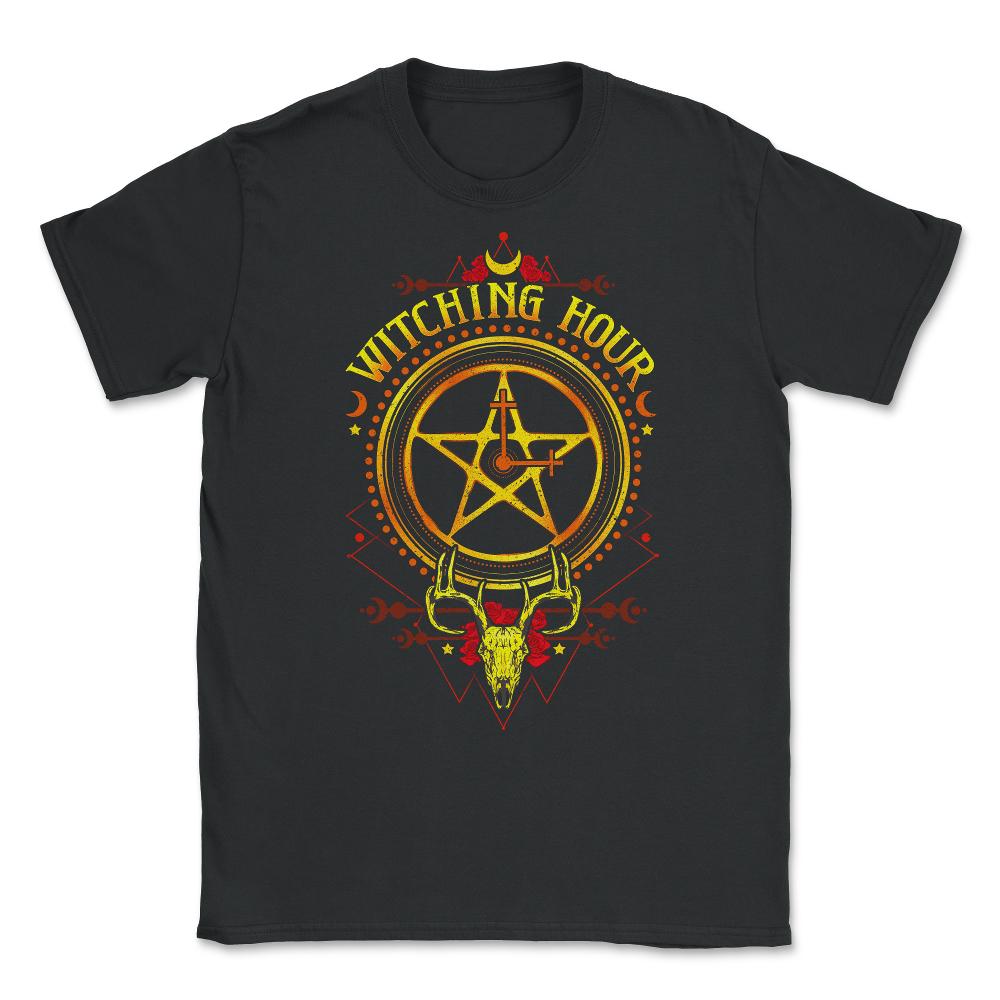 Witching-Hour Pentagram Symbol Halloween Gift Unisex T-Shirt - Black