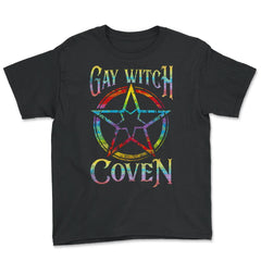 Gay Witch Coven Pentagram for Halloween design Youth Tee - Black