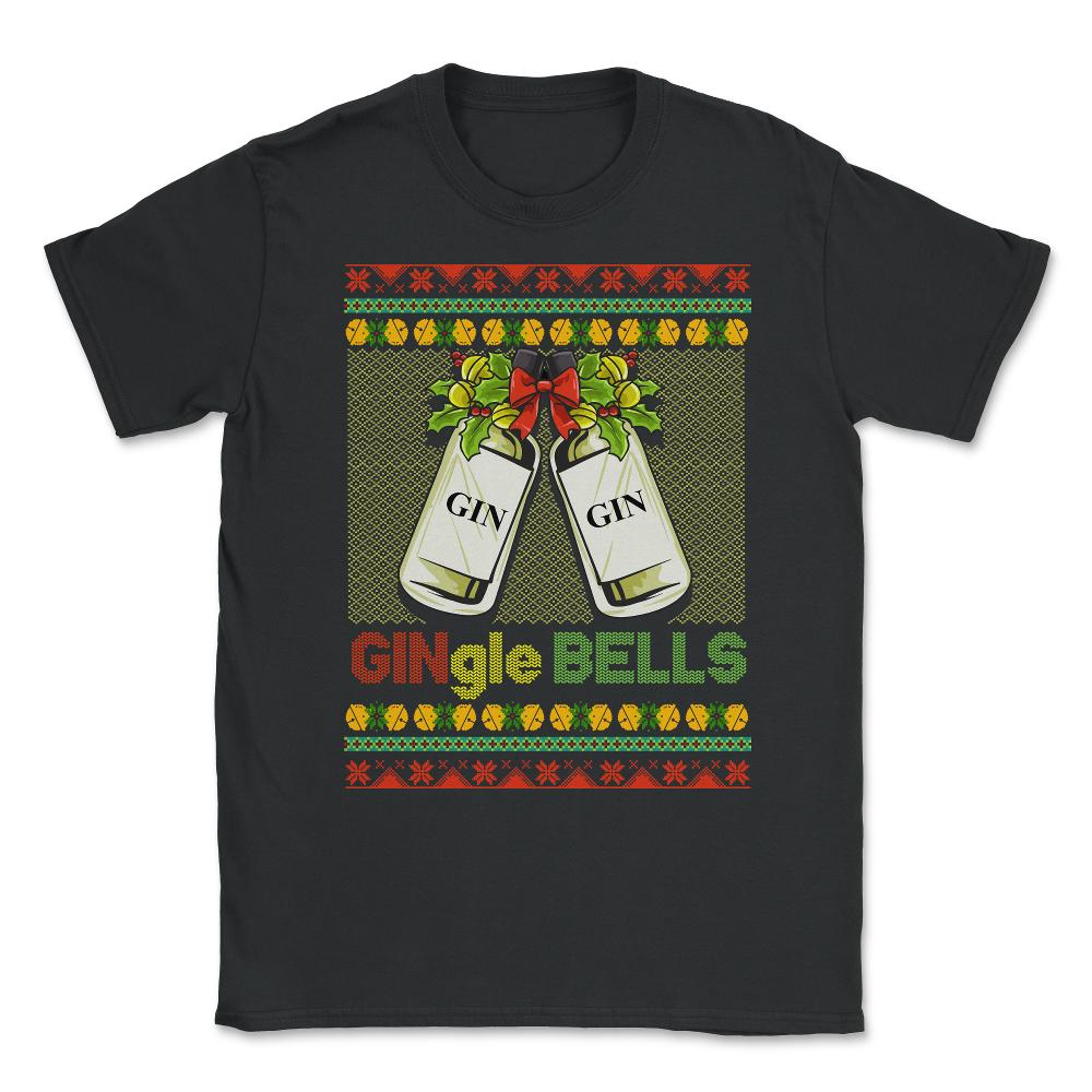 Gin-gle Bells Ugly Christmas Sweater Style Funny Jingle Bells Humor - Black
