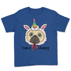 I am a Unipug graphic Funny Humor pug gift tee Youth Tee - Royal Blue