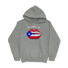 Boricua Kiss Puerto Rico Flag T-Shirt  Hoodie - Grey Heather