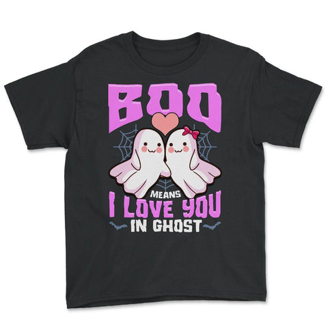 Boo Ghost Couple Cute Ghosts Funny Humor Halloween Youth Tee - Black