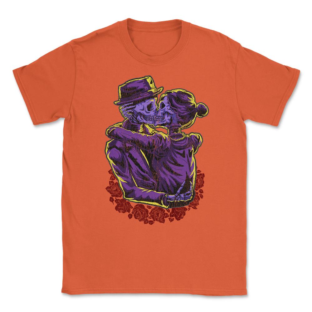 Kissing Skeletons Halloween / Day of the Dead Gift Unisex T-Shirt - Orange