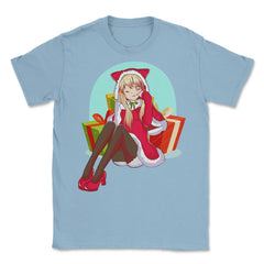 Christmas Anime Girl Unisex T-Shirt - Light Blue