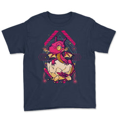 Hatched Baby Dragon Mythical Creature For Fantasy Fans print Youth Tee - Navy