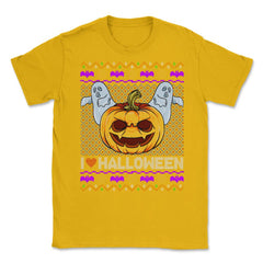 Spooky Jack O-Lantern Ugly Halloween Sweater Unisex T-Shirt - Gold