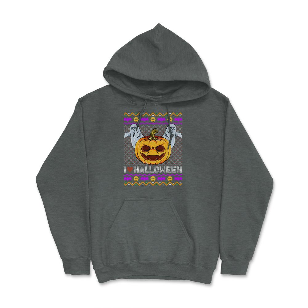 Spooky Jack O-Lantern Ugly Halloween Sweater Hoodie - Dark Grey Heather