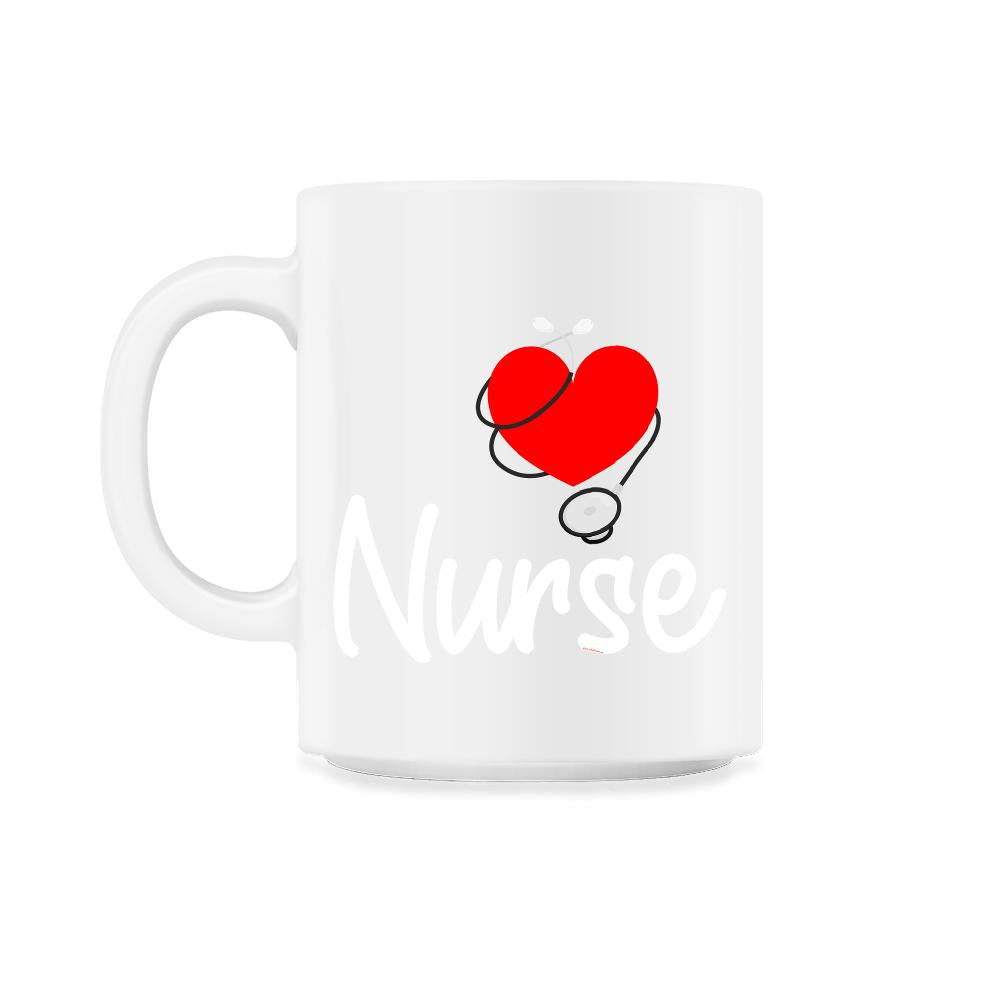 Nurse Heart With Stethoscope RN Nurse Practitioner Nursing product - 11oz Mug - White