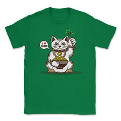 Ramen Lover Cat Funny Gift print Unisex T-Shirt - Green