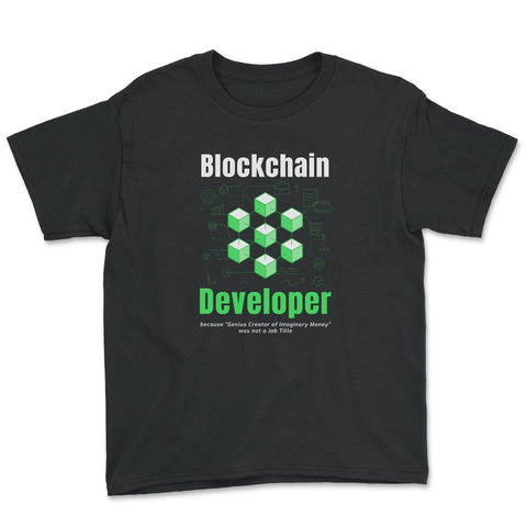 Blockchain Developer Definition For Bitcoin & Crypto Fans print Youth - Black