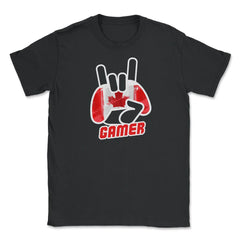 Canadian Flag Gamer Fun Humor T-Shirt Tee Shirt Gift Unisex T-Shirt - Black