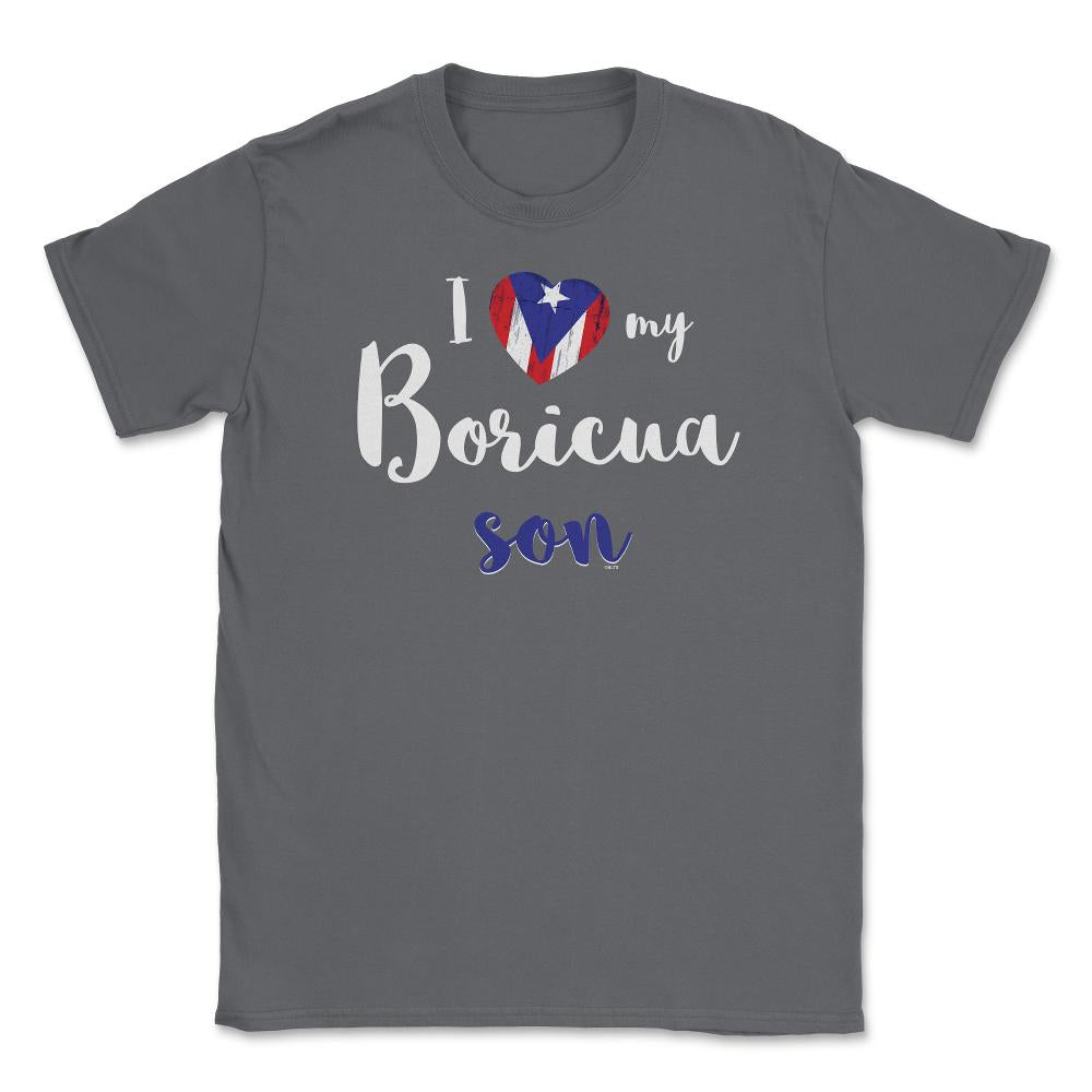 I love my Boricua Son Valentine T-Shirt Unisex T-Shirt - Smoke Grey