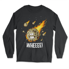 Asteroid Day Whee! Hilarious Asteroid Character Space Meme print - Long Sleeve T-Shirt - Black