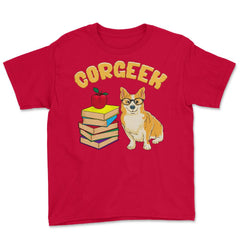 Corgeek Funny Corgi Lover Pun Gift  graphic Youth Tee - Red