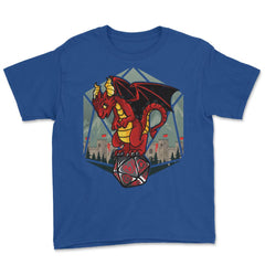 Dragon Sitting On A Dice Mythical Creature For Fantasy Fans design - Royal Blue