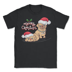 Merry Christmas Doggies Funny Humor T-Shirt Tee Gift Unisex T-Shirt - Black