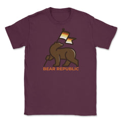 Bear Republic Brotherhood Flag Bear Gay Pride print Unisex T-Shirt - Maroon