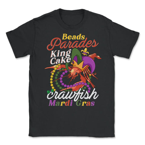 Crawfish With Jester Hat & Bead Necklaces Funny Mardi Gras design - Black