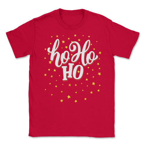 HO HO HO With stars Christmas Typography Fun T-Shirt Tee Gift Unisex - Red