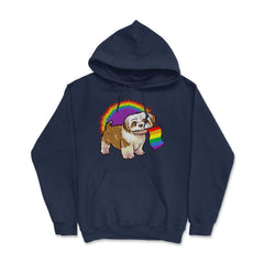 Funny Shih Tzu Dog Rainbow Pride design Hoodie - Navy