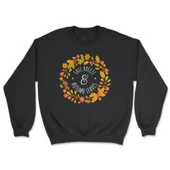 Fall Breeze and Autumn Leaves Wreath Design design - Unisex Sweatshirt - Black