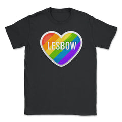 Lesbow Rainbow Heart Gay Pride product design Tee Gift Unisex T-Shirt - Black