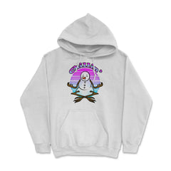 Chillin’ Snowman Meditating Funny Xmas Novelty Gift design Hoodie - White