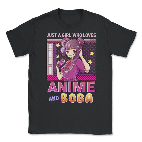 Just A Girl Who Loves Anime And Boba Gift Bubble Tea Gift graphic - Black