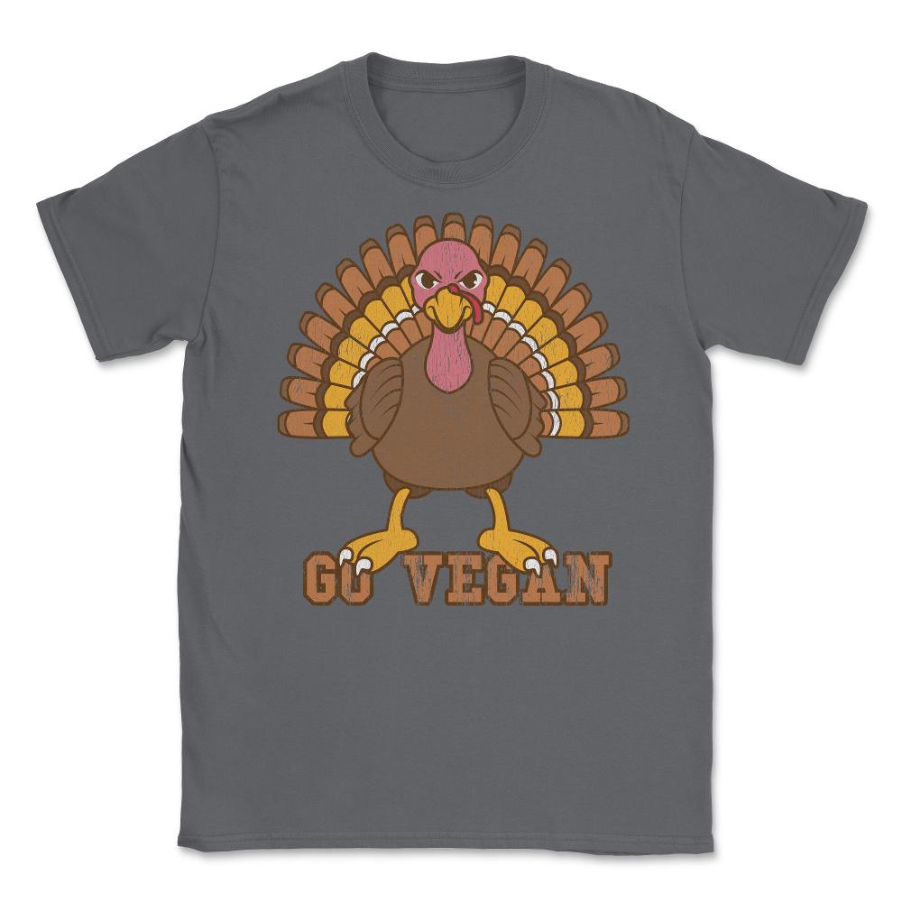 Go Vegan Angry Turkey Funny Design Gift graphic Unisex T-Shirt - Smoke Grey