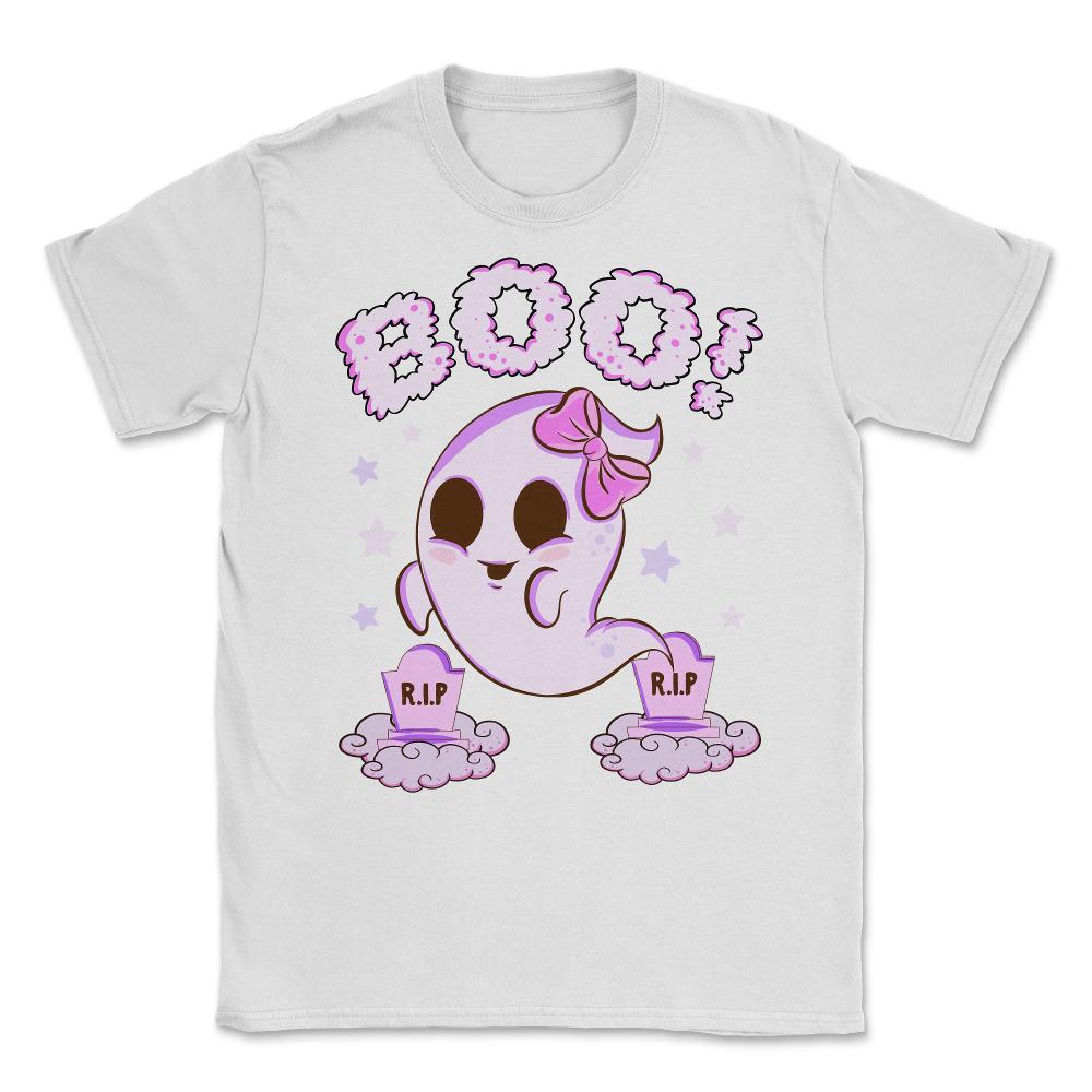 Boo! Girl Cute Ghost Funny Humor Halloween Unisex T-Shirt - White