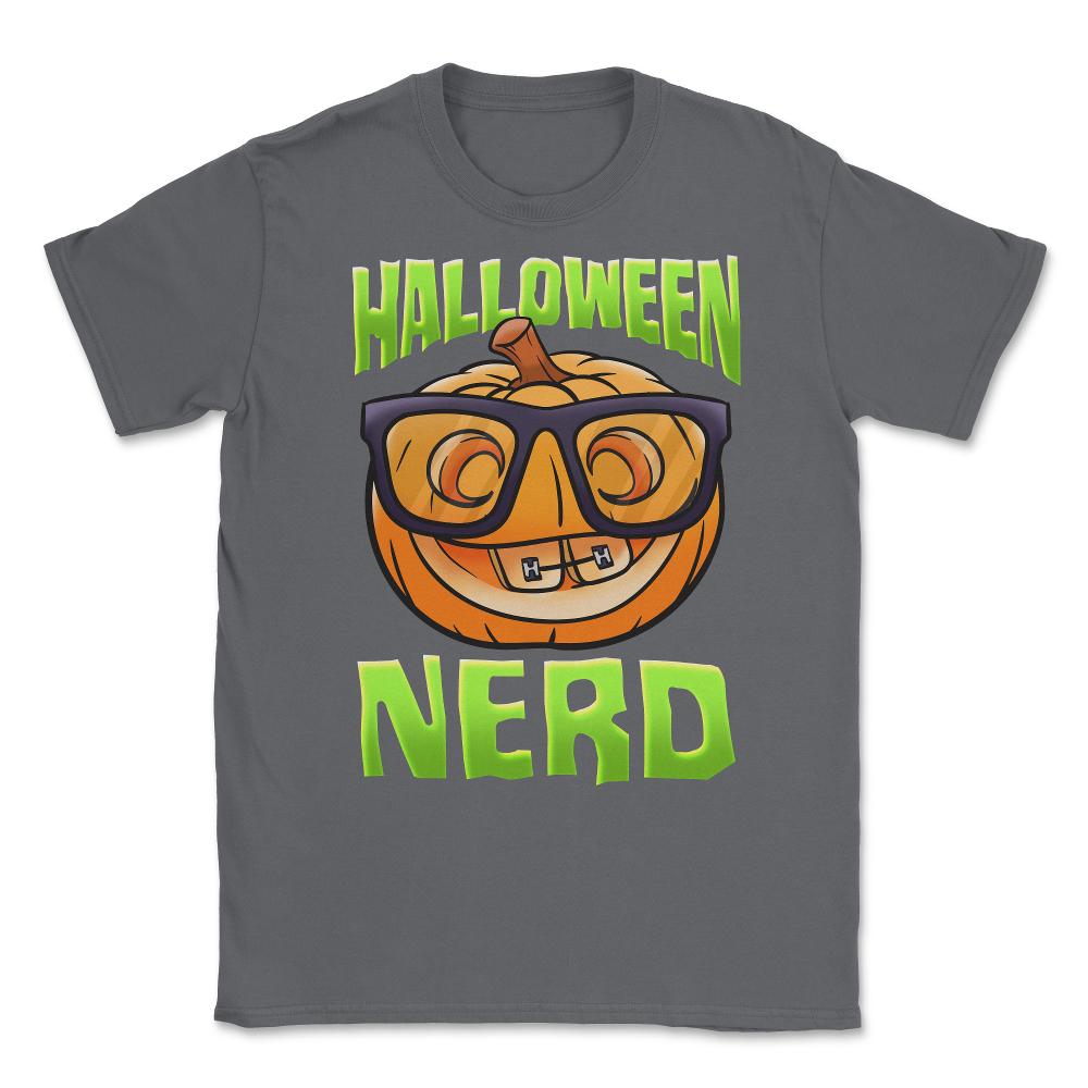 Halloween Nerd Funny Jack O-Lantern with Eyeglasse Unisex T-Shirt - Smoke Grey