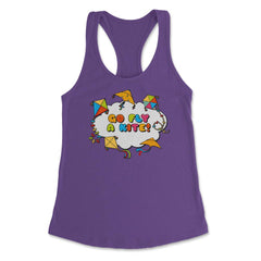 Go fly a kite! Kite Flying Colorful Design graphic Women's Racerback - Purple