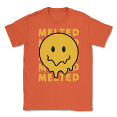 Melting Smiley Face Psychedelic Drip Emoticon design Unisex T-Shirt - Orange