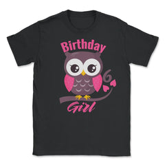 Owl on a tree branch Character Funny 6th Birthday girl design Unisex - Black