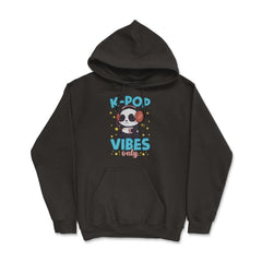 K-POP Vibes Only Funny Panda with Headphones graphic Hoodie - Black