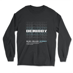 Demiboy Definition Male & Agender Color Flag Pride print - Long Sleeve T-Shirt - Black