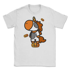 Halloween Unicorn with Pumpkins T Shirts Gifts Unisex T-Shirt - White